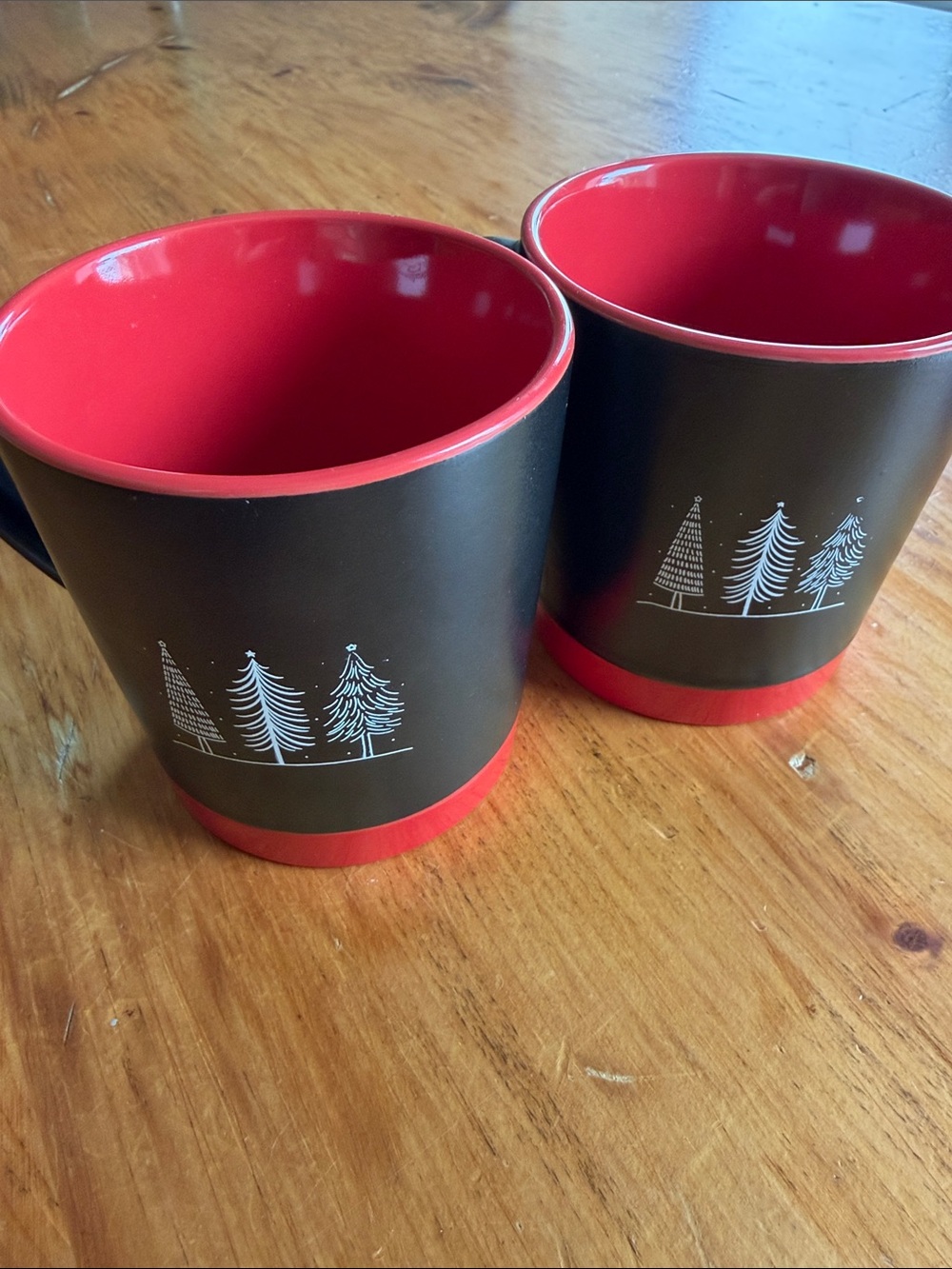 Red & Black Holiday Tree Ceramic Mugs *2 for the price of 1*
